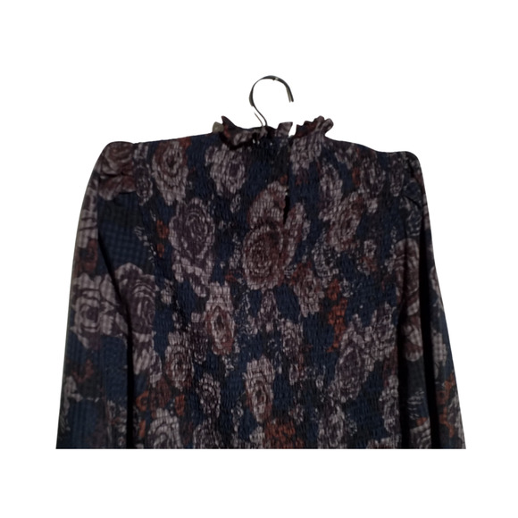 Zara Womens Flounce Top Black Stretch Pullover Long Sleeve Ruffle Size Medium - Picture 4 of 5